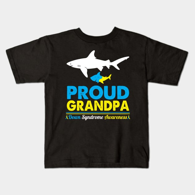 Sharks Swim Together Proud Grandpa Down Syndrome Awareness Kids T-Shirt by DainaMotteut